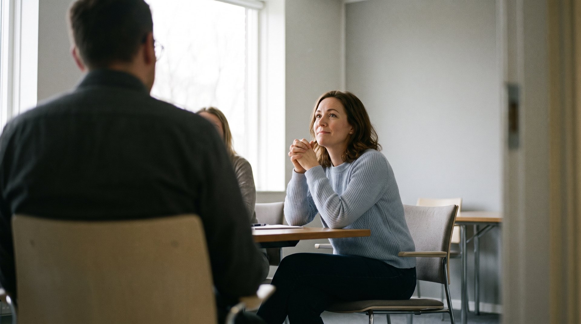 A recruiter talking with a candidate